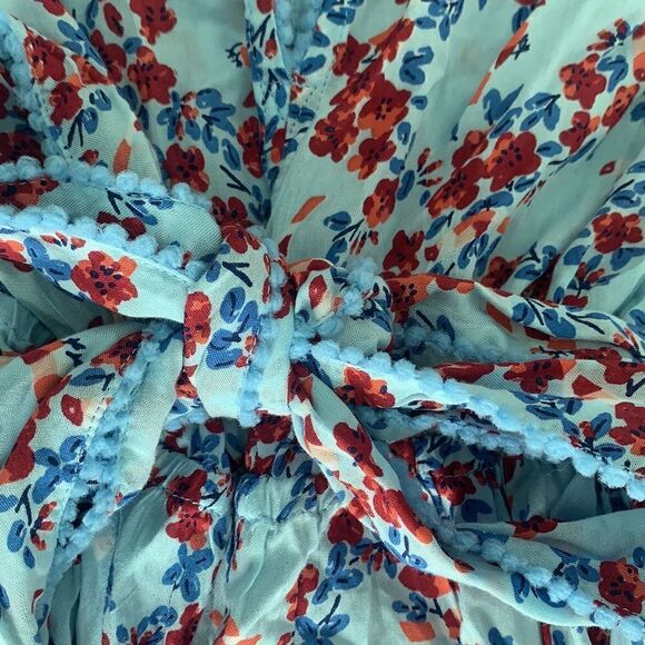 NEW Poupette St Barth Lace-Trimmed Belted Floral Belted Wrap Dress - Picture 6 of 6